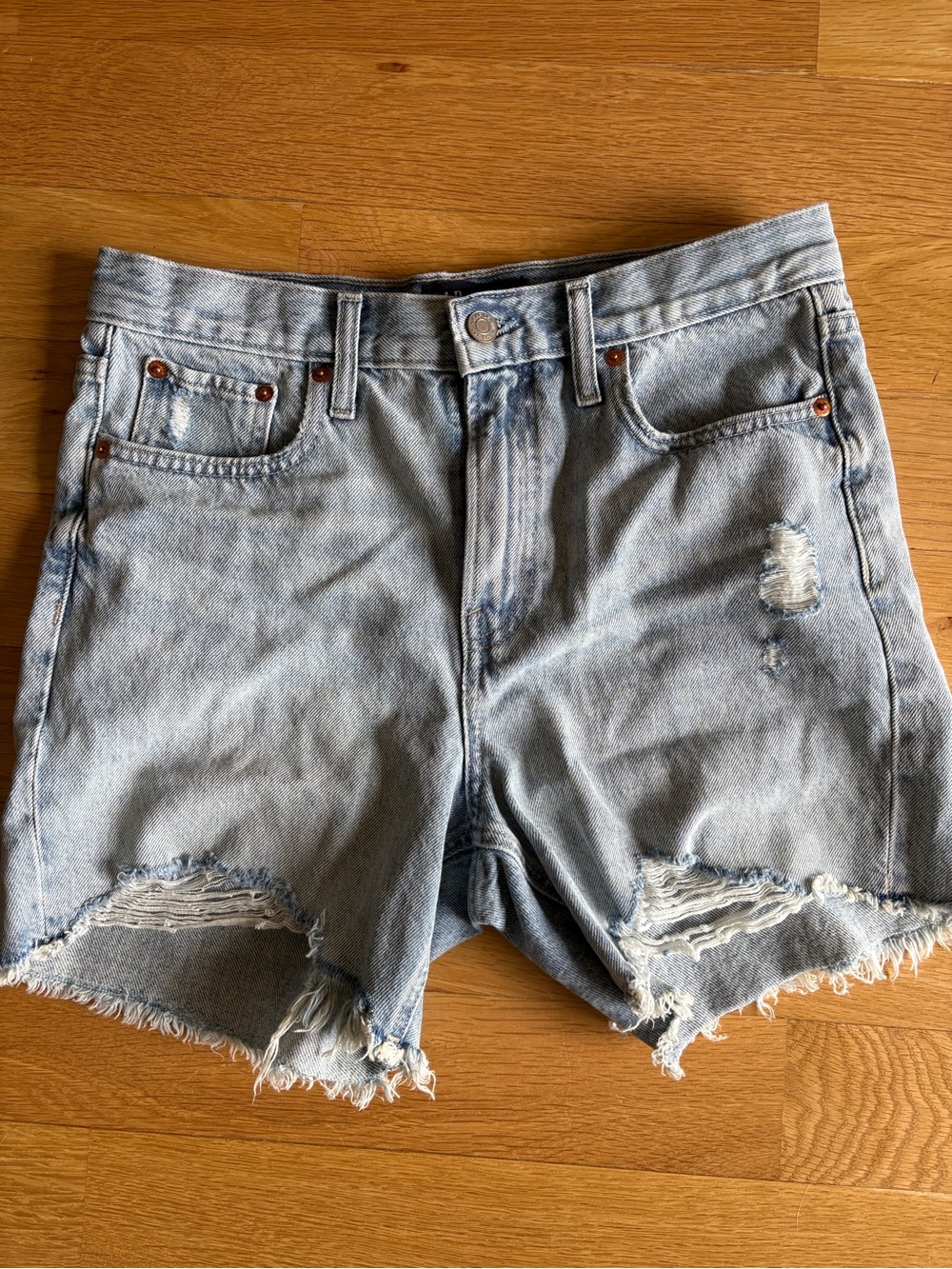 GAP Light Wash Ripped Denim Shorts